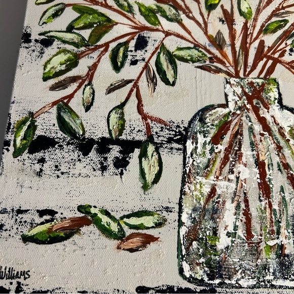 Original Artwork Acrylic’s On Canvas Small Leaf Stems 12" x 16" - Picture 11 of 16